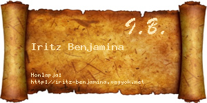 Iritz Benjamina névjegykártya